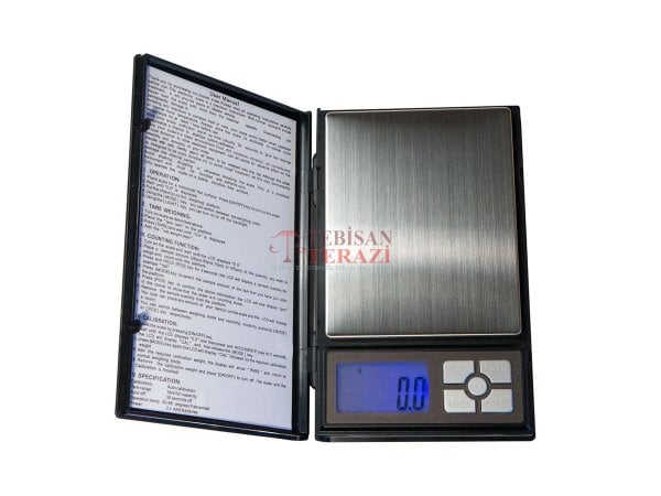 NOTEBOOK KAPAKLI CEP TERAZİSİ HASSASİYET 500GR X 0,01GR