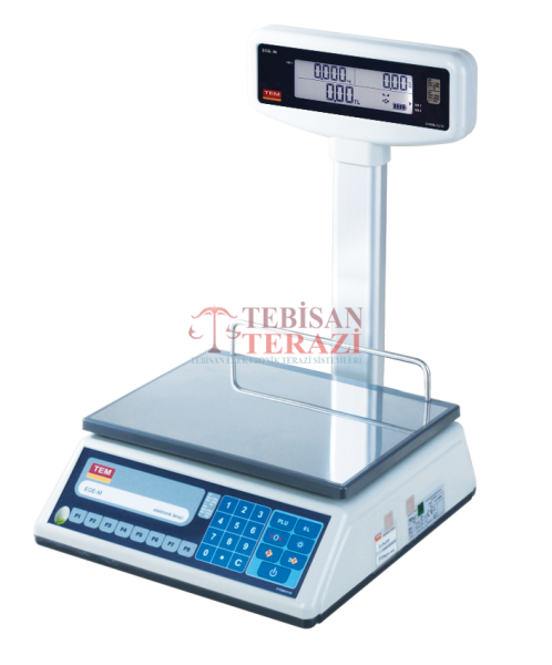 EGE LCD T BOYUN 15 KG X 2 / 5 GR FİYAT HESAPLAMALI TERAZİ