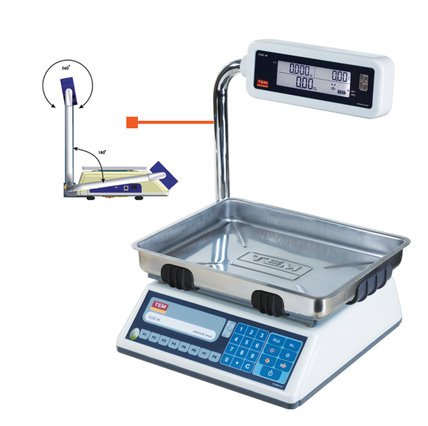 EGE LCD KATLANIR BOYUN 15 KG X 2 / 5 GR FİYAT HESAPLAMALI TERAZİ ÇUKUR KEFE