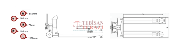 TEB 2000 KG X 1 GR YAZICILI TARTIM TRANSPALET BASKÜLÜ