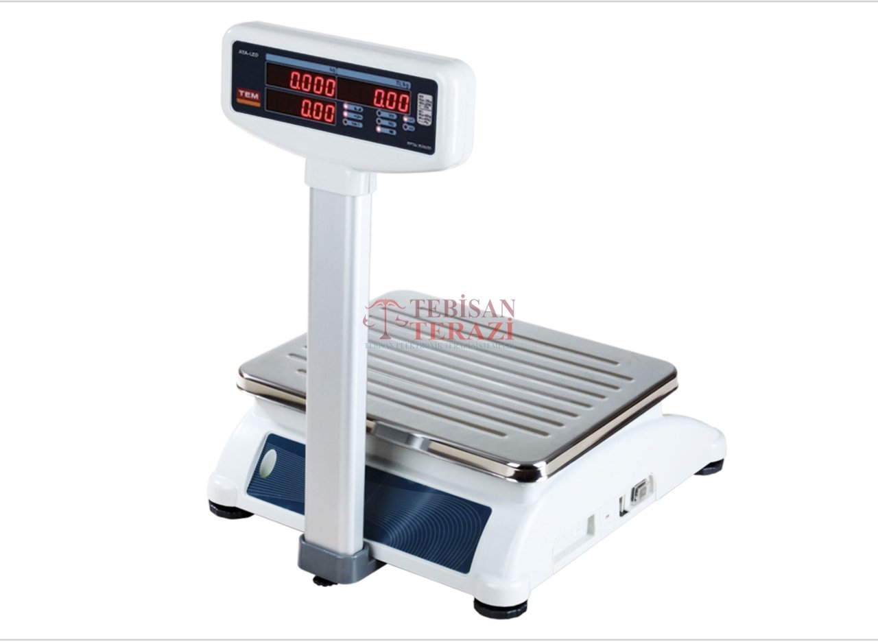 TEM ATA T BOYUNLU 30KG 5/10GR FİYAT HESAPLAMALI TERAZİ