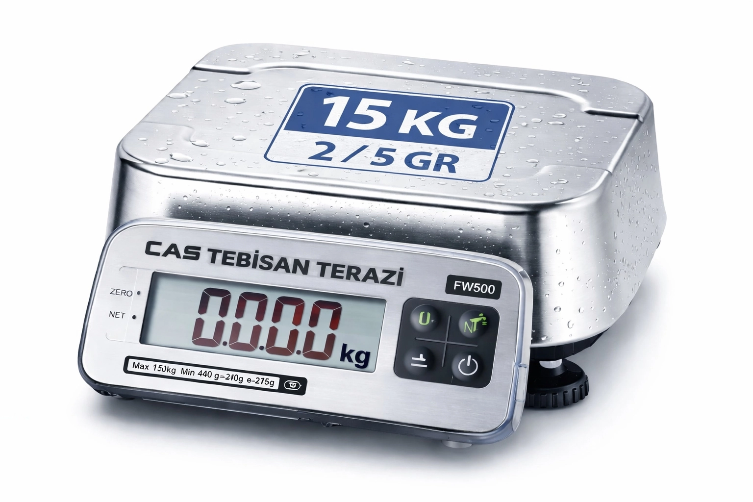 CAS FW-500C 15KG 2/5GR PASLANMAZ TERAZİ
