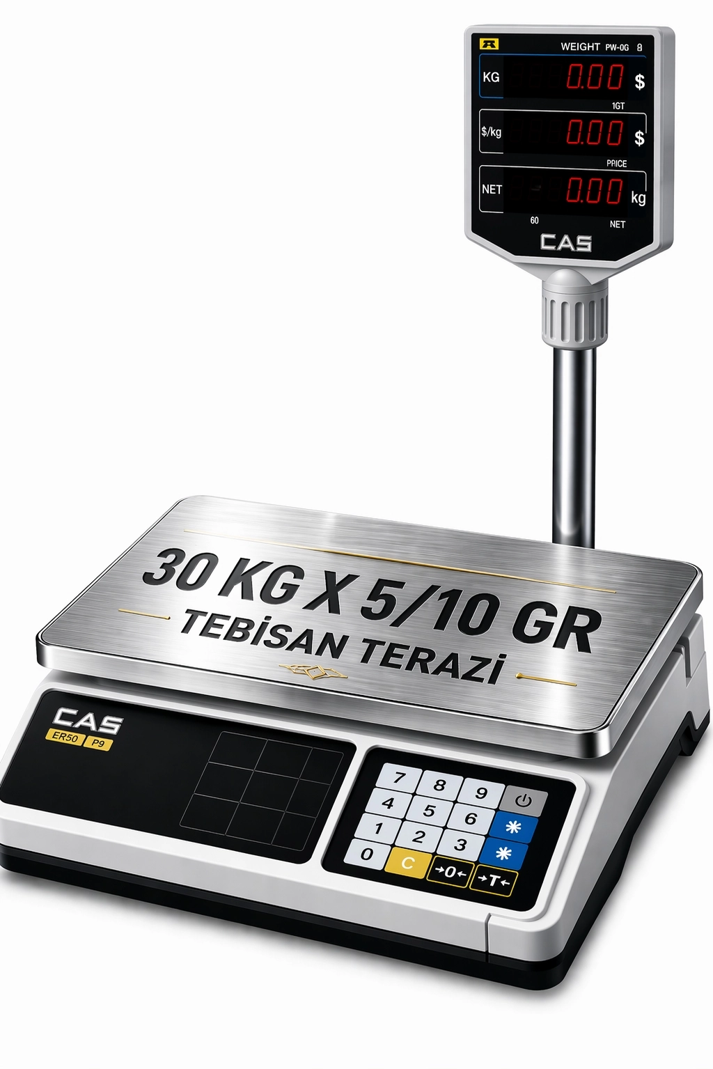 CAS PR-PLUS 30KG 5/10GR BOYUNLU FİYAT HESAPLAMALI TERAZİ