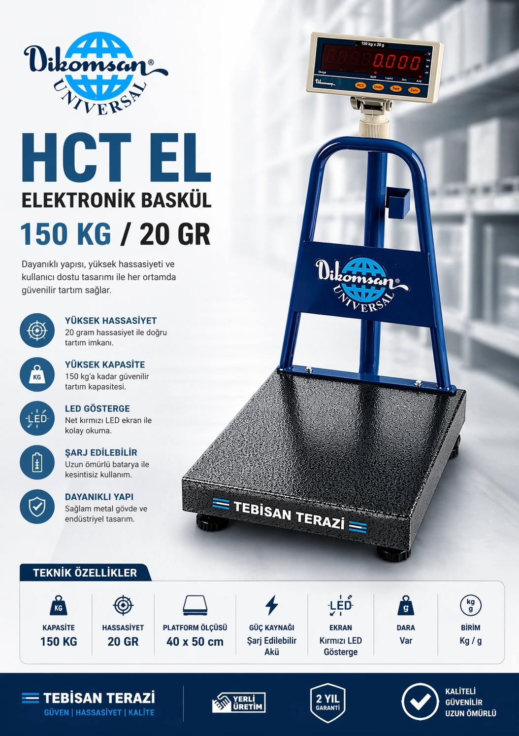 DİKOMSAN HCT-EL 150KG 20GR BASKÜL 40x50 CM
