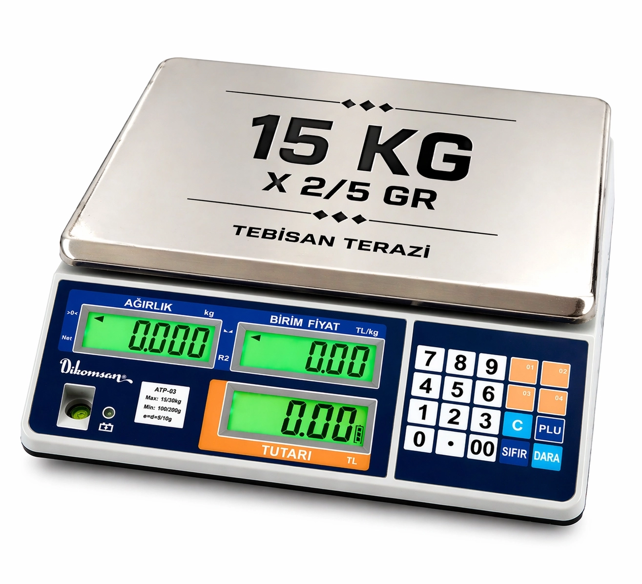 DİKOMSAN ATP-15KG 2/5GR FİYAT HESAPLAMALI TERAZİ