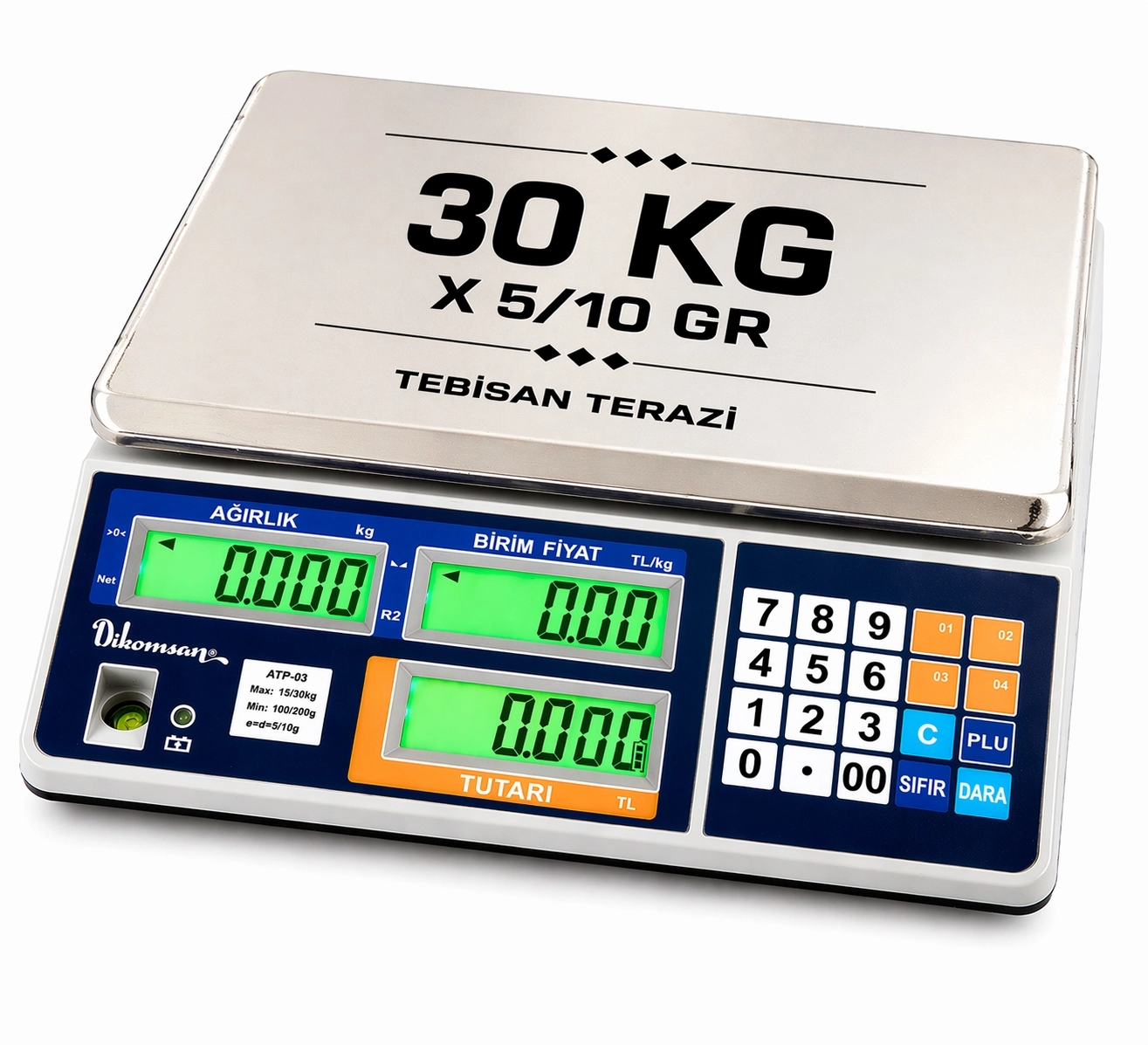 DİKOMSAN ATP-30KG 5/10GR FİYAT HESAPLAMALI TERAZİ