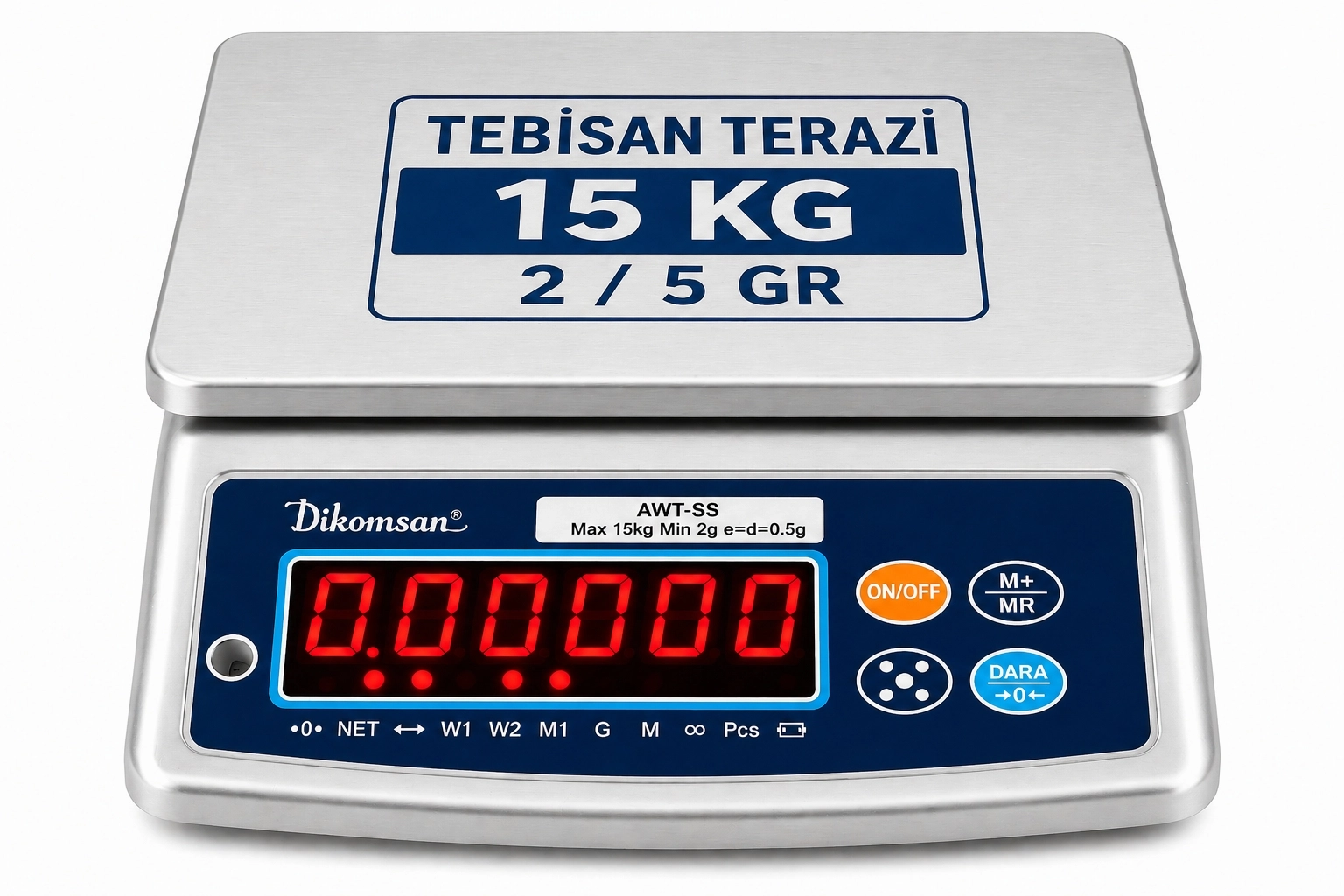 DİKOMSAN ATW-SS 15 KG X 2/5 GR PASLANMAZ TERAZİ ONAYLI