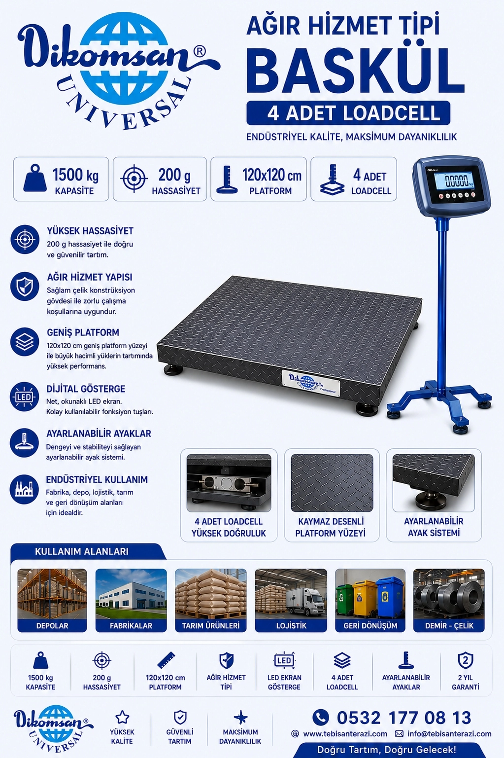 DİKOMSAN CW 1500KGx200GR 120x120 AĞIR HİZMET TİPİ BASKÜL