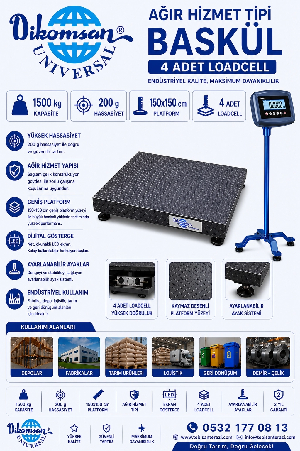 AĞIR HİZMET TİPİ BASKÜL DİKOMSAN CW 1500KGx200GR 150x150