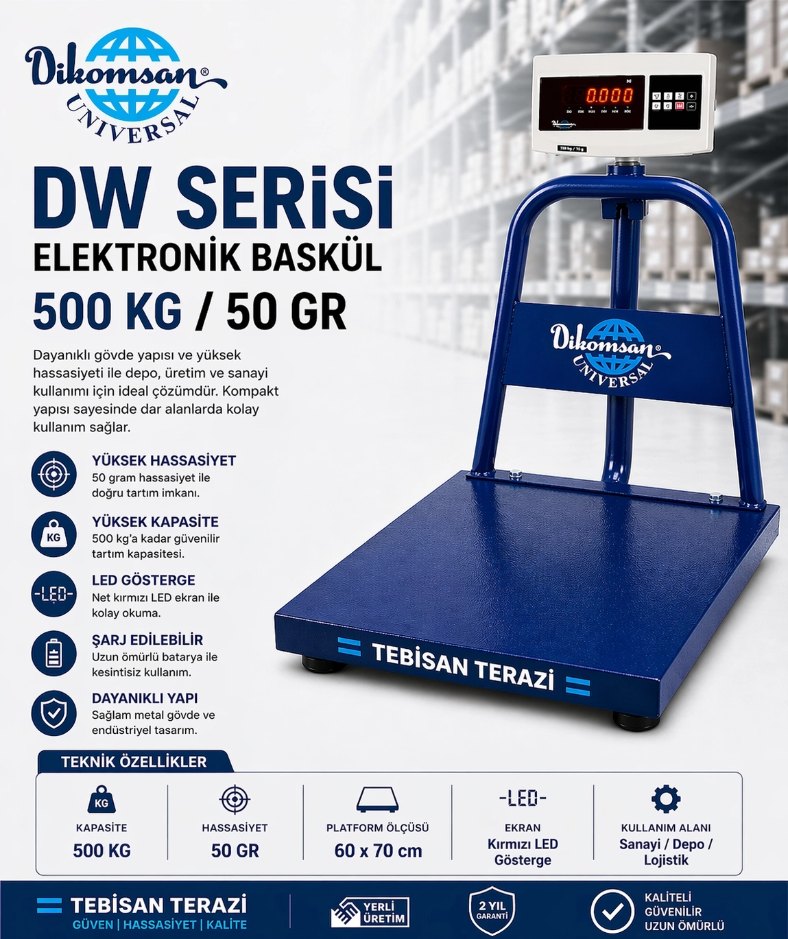 DİKOMSAN DW 500KG 50GR BASKÜL 60x70 CM