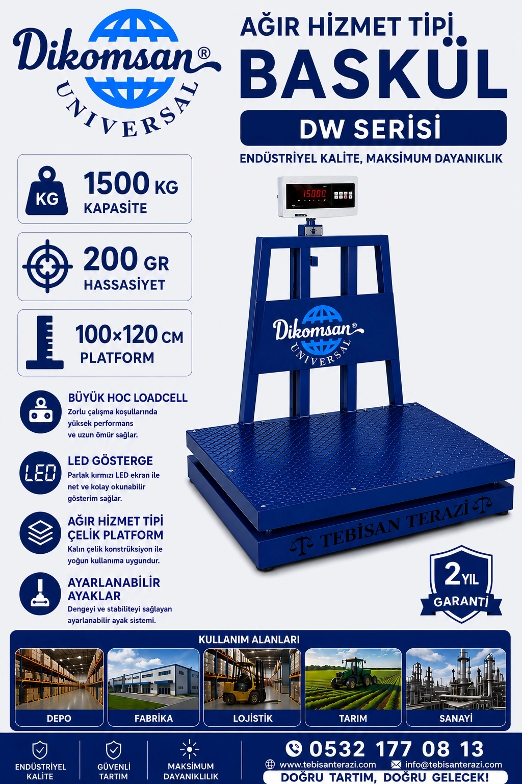 DİKOMSAN DW 1500KGx200GR 100x120 AĞIR HİZMET TİPİ BASKÜL