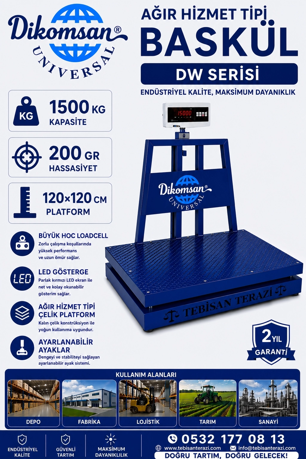DİKOMSAN DW 1500KGx200GR 120x120 AĞIR HİZMET TİPİ BASKÜL