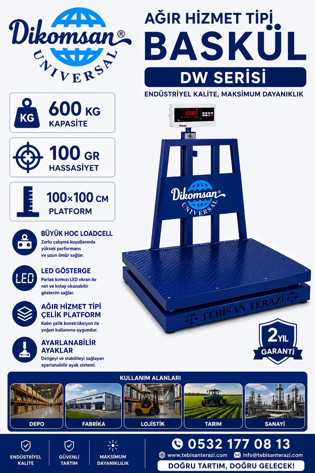 DİKOMSAN DW 600KGx100GR 100x100 AĞIR HİZMET TİPİ BASKÜL