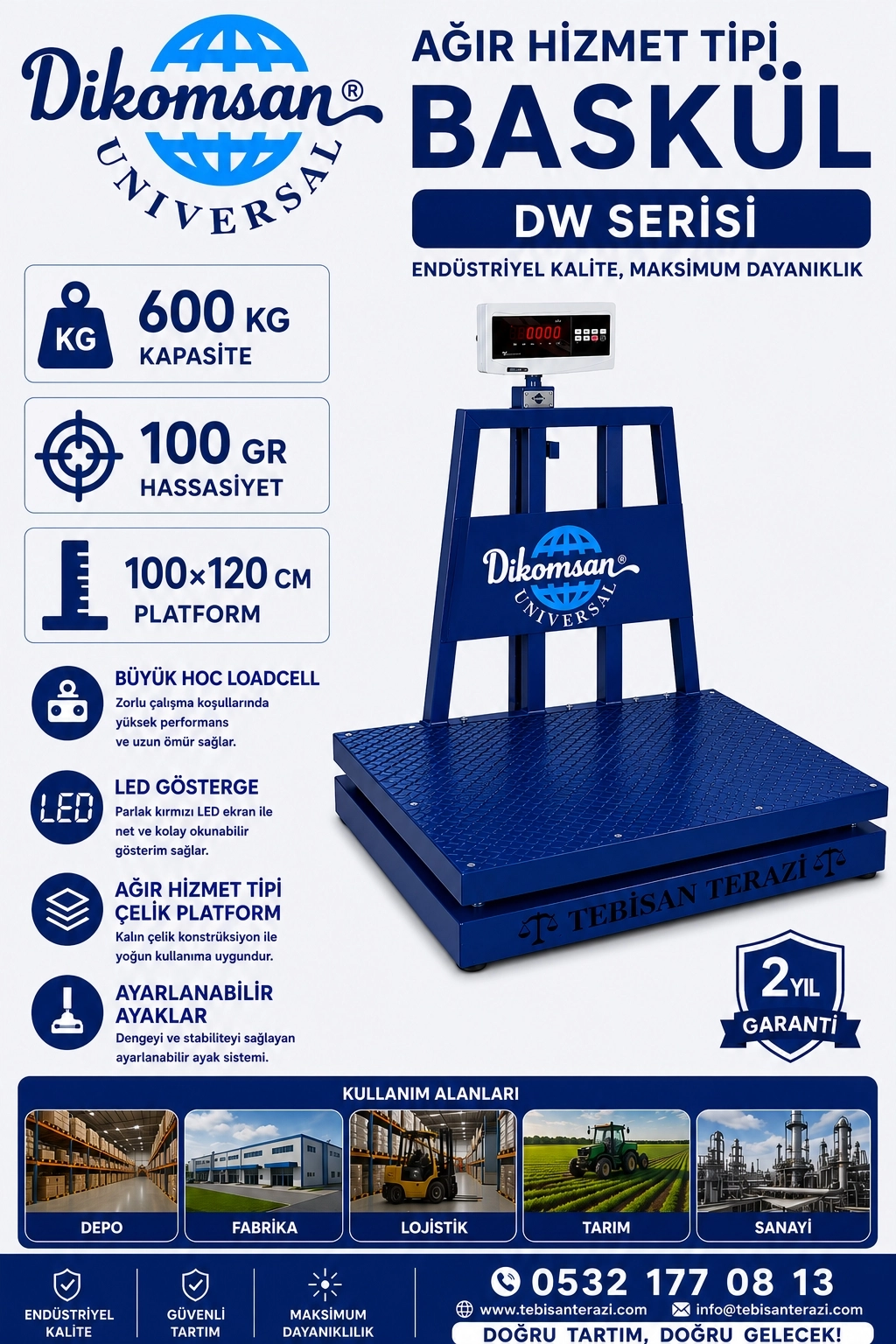 AĞIR HİZMET TİPİ BASKÜL DİKOMSAN DW 600KGx100gGR 100x120
