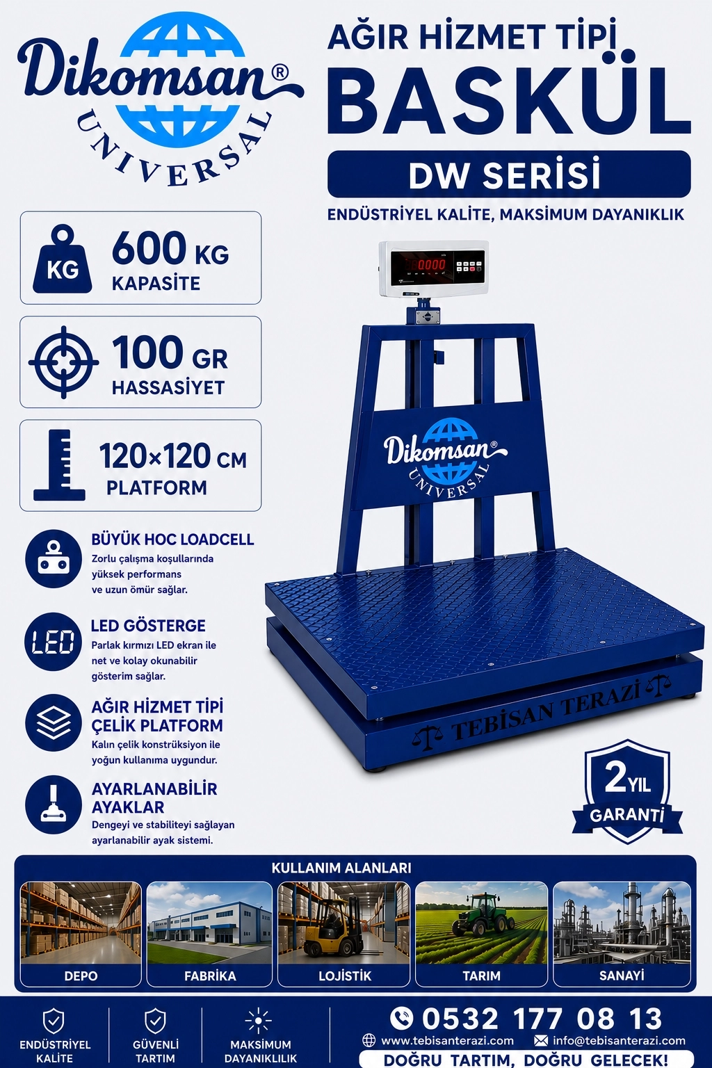 DİKOMSAN DW 600KGx100GR 120x120 AĞIR HİZMET TİPİ BASKÜL