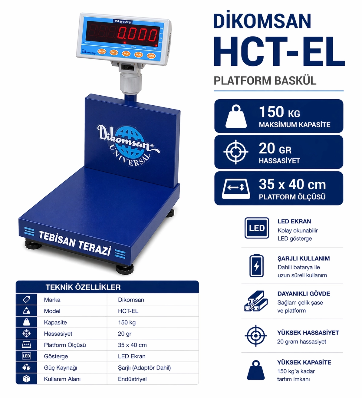 DİKOMSAN HCT-EL 150KG 20GR BASKÜL 35x40 CM