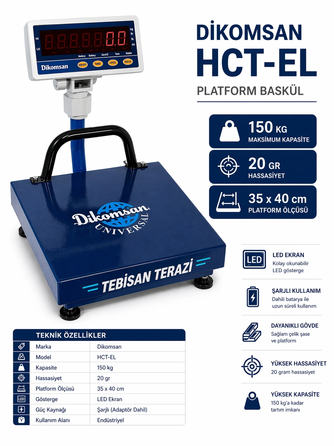 DİKOMSAN HCT-EL 150KG 20GR BASKÜL 35x40 CM