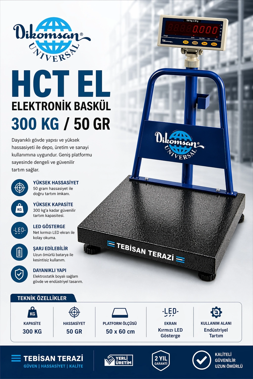 DİKOMSAN HCT-EL 300KG 50GR BASKÜL 50x60 CM