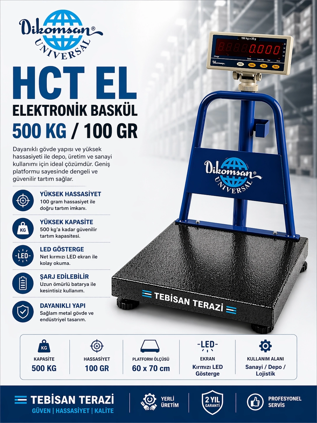 DİKOMSAN HCT-EL 500KG 100GR BASKÜL 60x70 CM