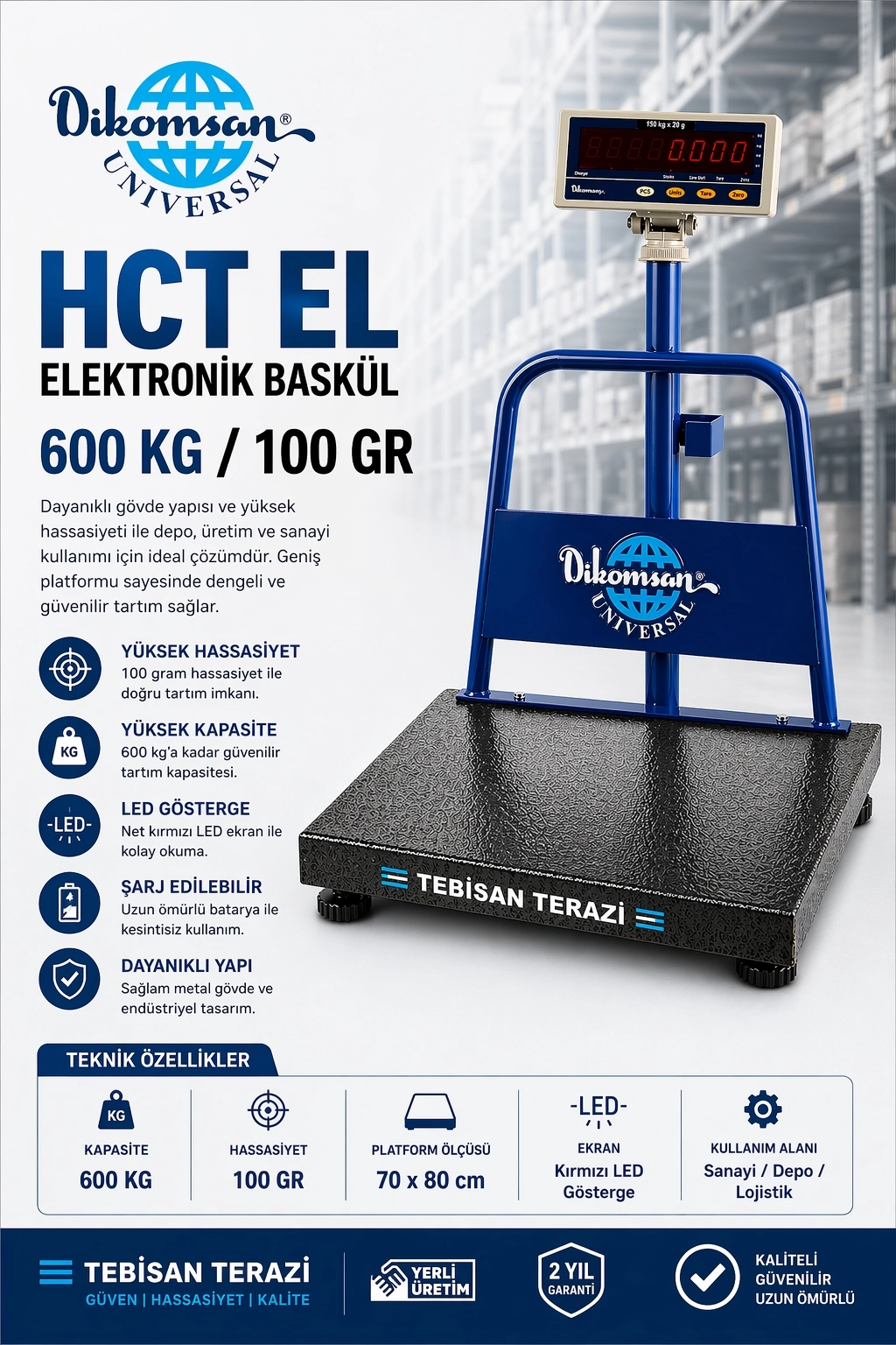 DİKOMSAN HCT-EL 600KG 100GR BASKÜL 70x80 CM