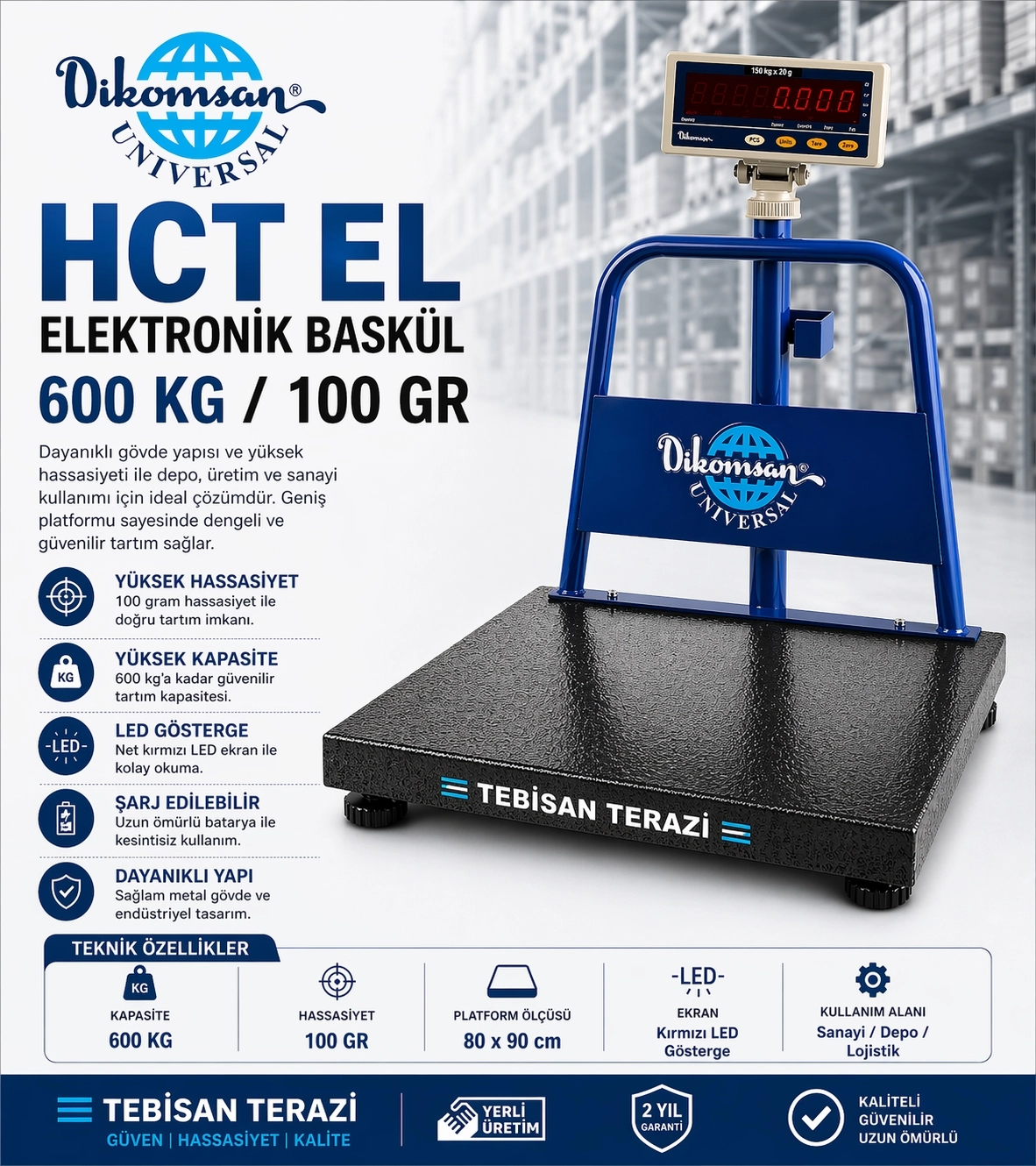 DİKOMSAN HCT-EL 600KG 100GR BASKÜL 80x90 CM