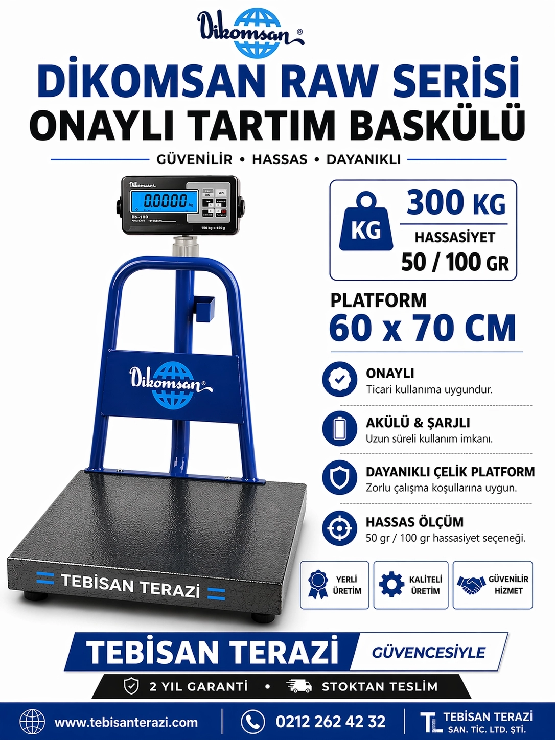 DİKOMSAN RAW 300KG 50/100GR ONAYLI BASKÜL 60x70 CM