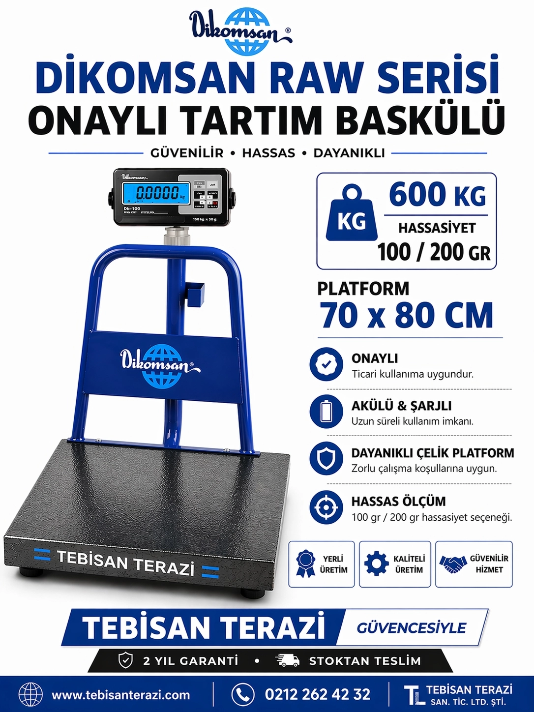 DİKOMSAN RAW 600KG 100/200GR ONAYLI BASKÜL 70x80 CM