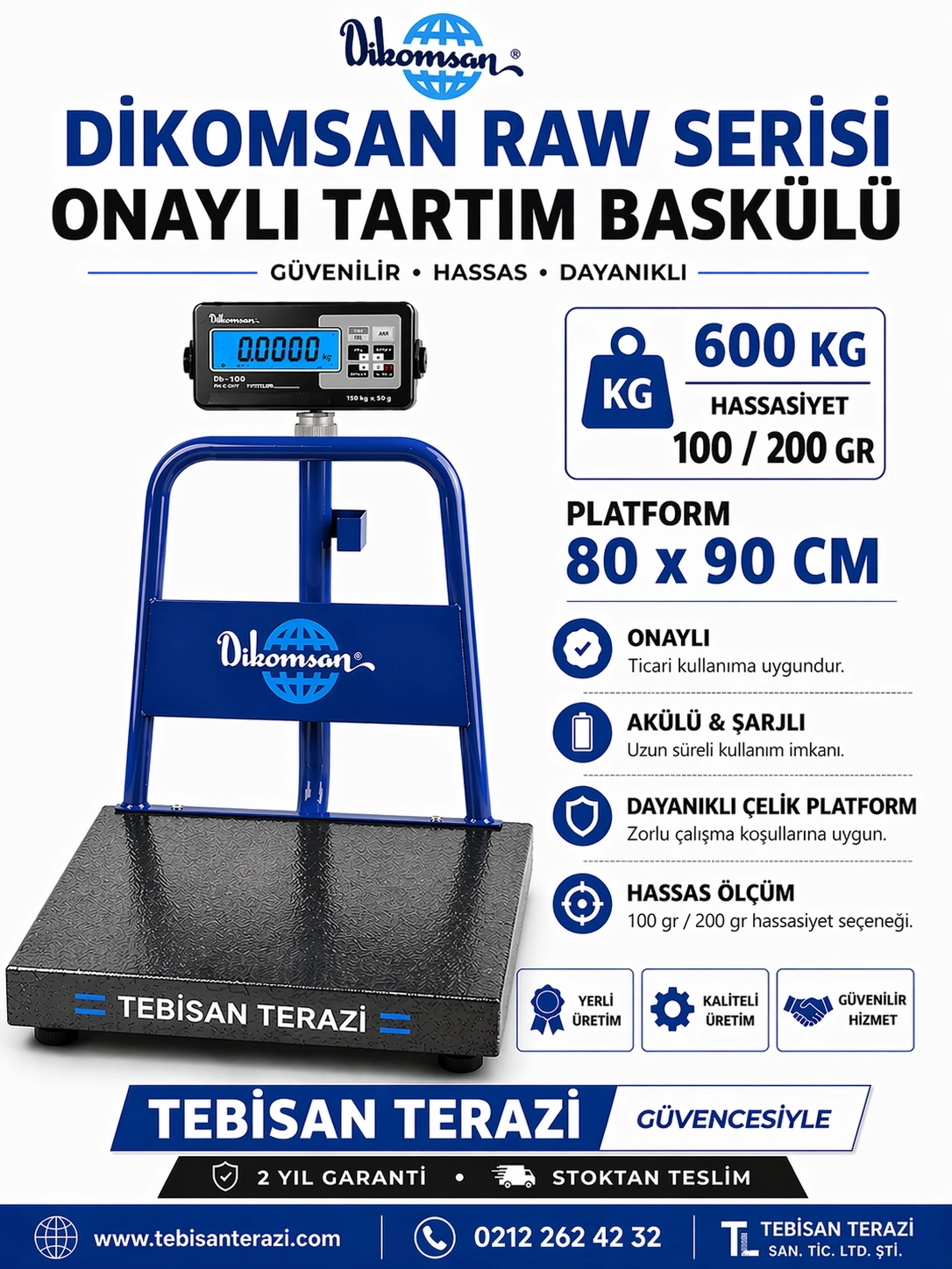 DİKOMSAN RAW 600KG 100/200GR ONAYLI BASKÜL 80x90 CM