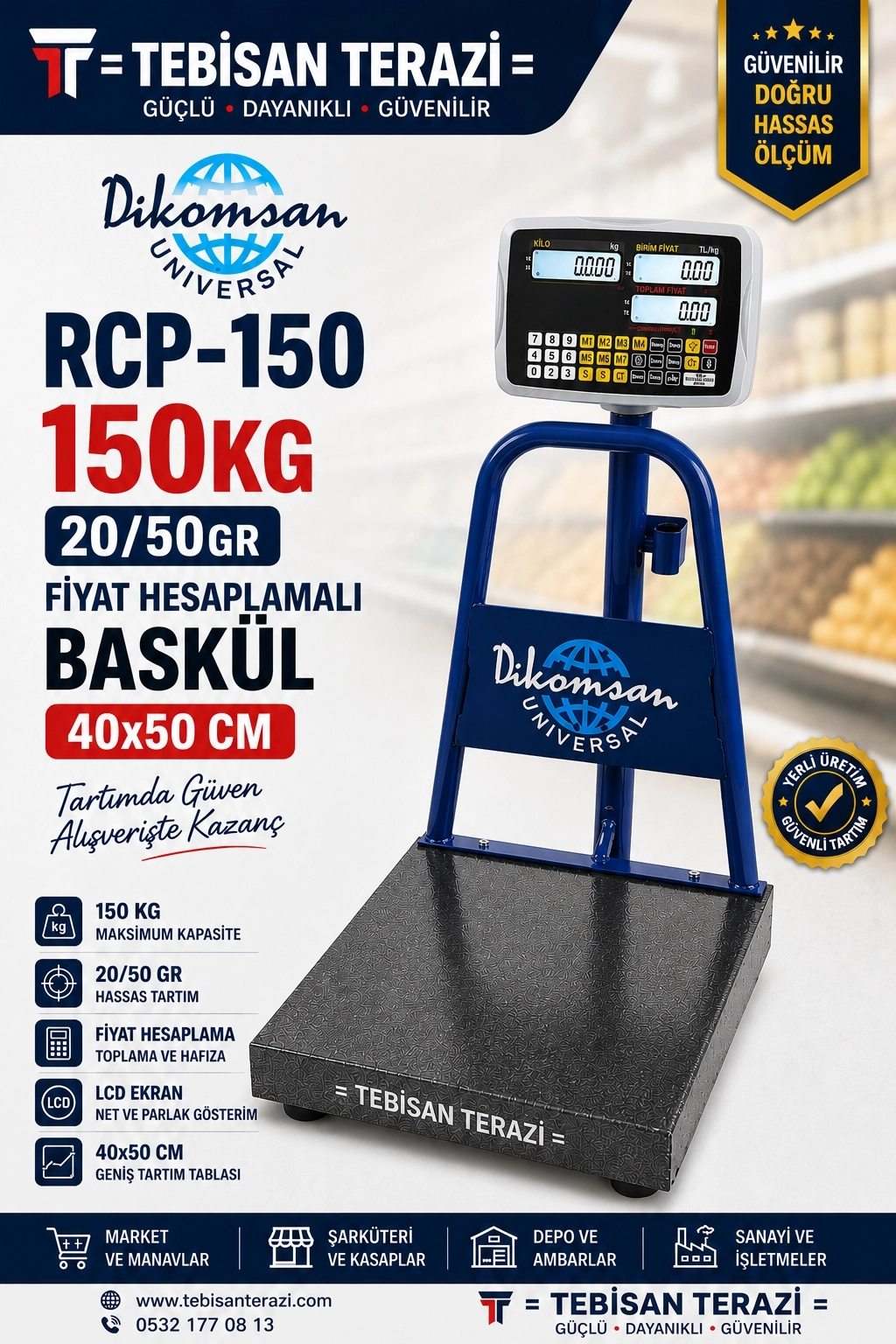 DİKOMSAN RCP-150KG 20/50GR FİYAT HESAPLAMALI BASKÜL 40x50 CM