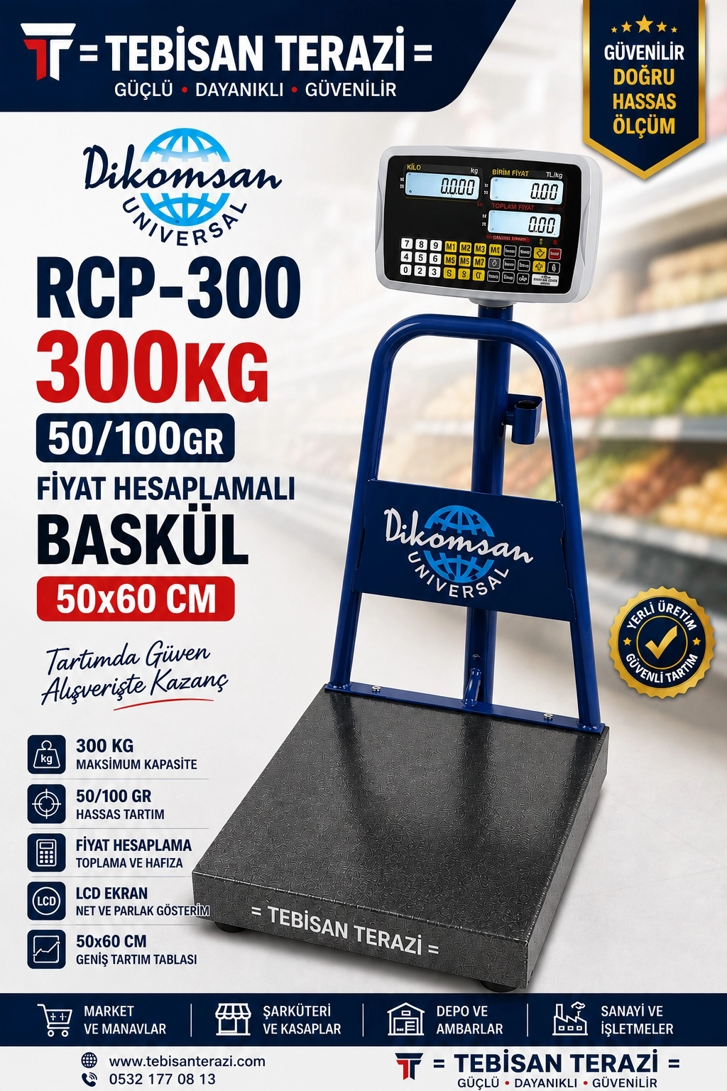 DİKOMSAN RCP-300KG 50/100GR FİYAT HESAPLAMALI BASKÜL 50x60 CM