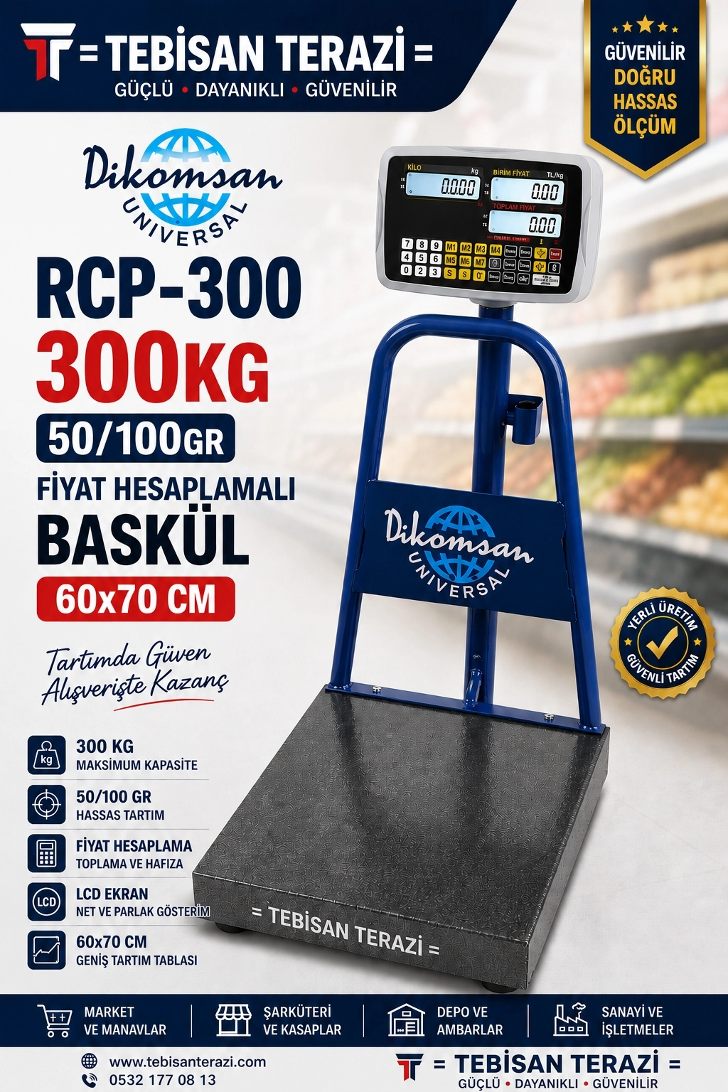 DİKOMSAN RCP-300KG 50/100GR FİYAT HESAPLAMALI BASKÜL 60x70 CM