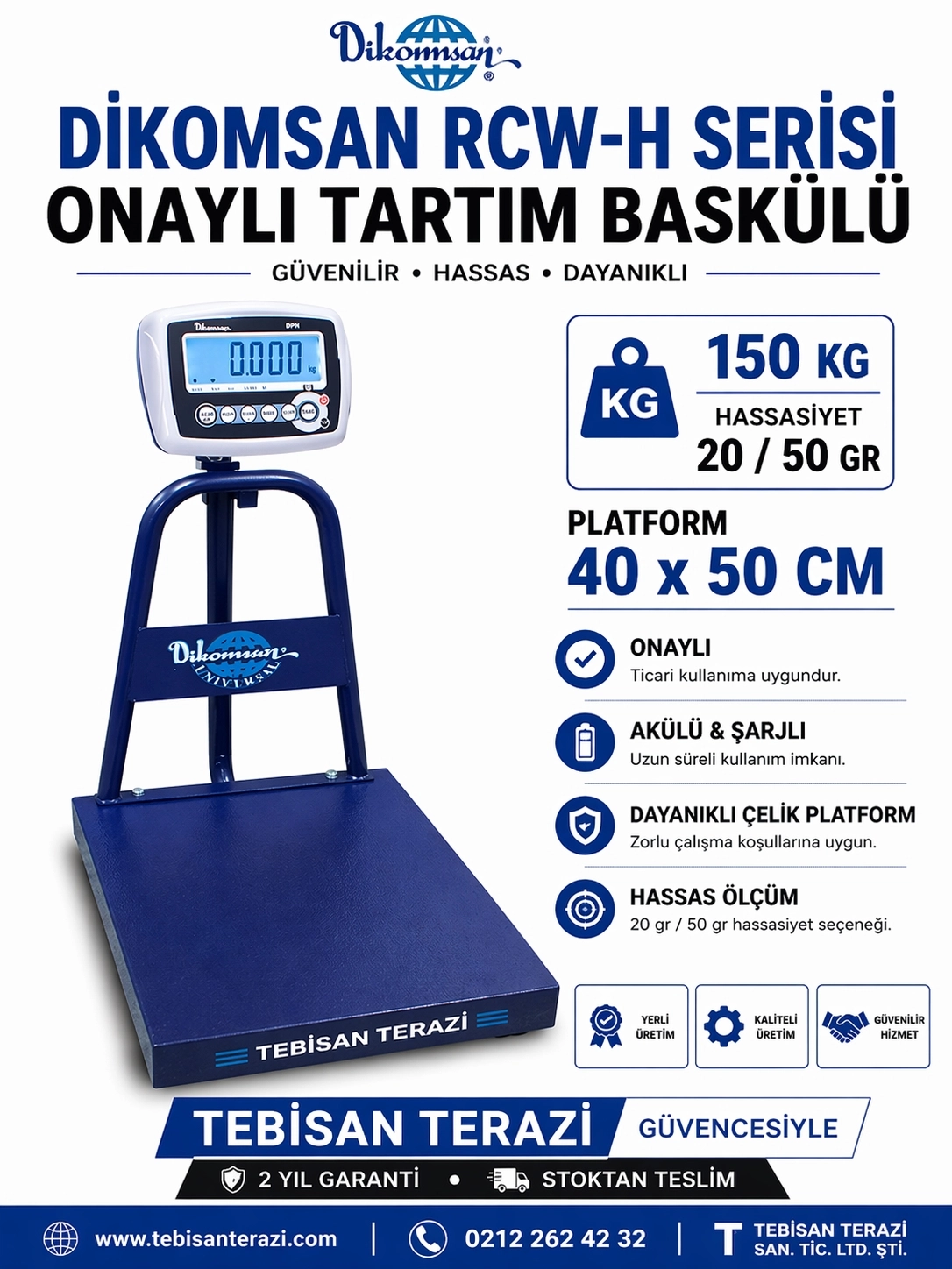 DİKOMSAN RCW 150KG 20/50GR ONAYLI BASKÜL 40x50 CM