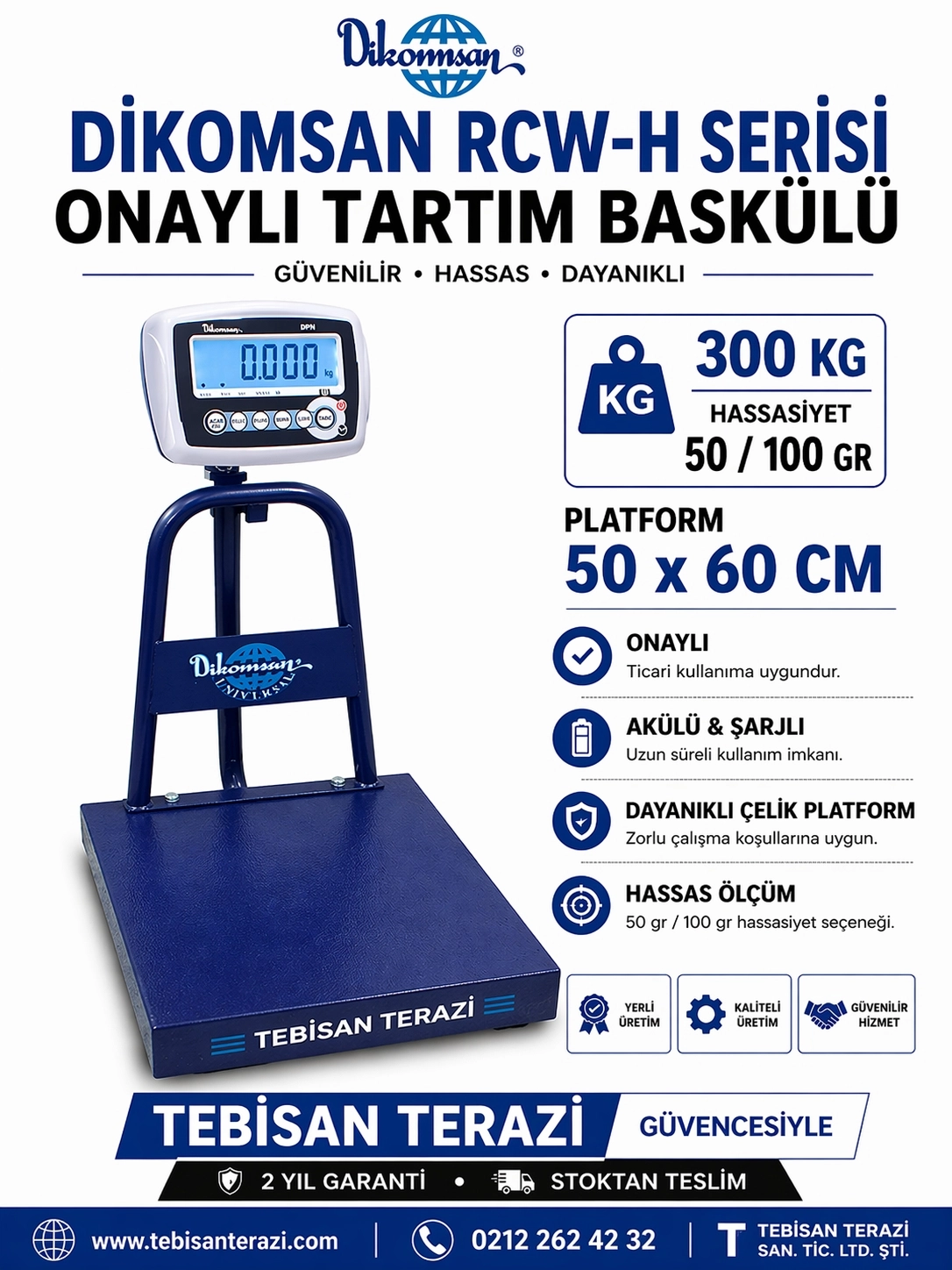 DİKOMSAN RCW 300KG 50/100GR ONAYLI BASKÜL 50x60 CM