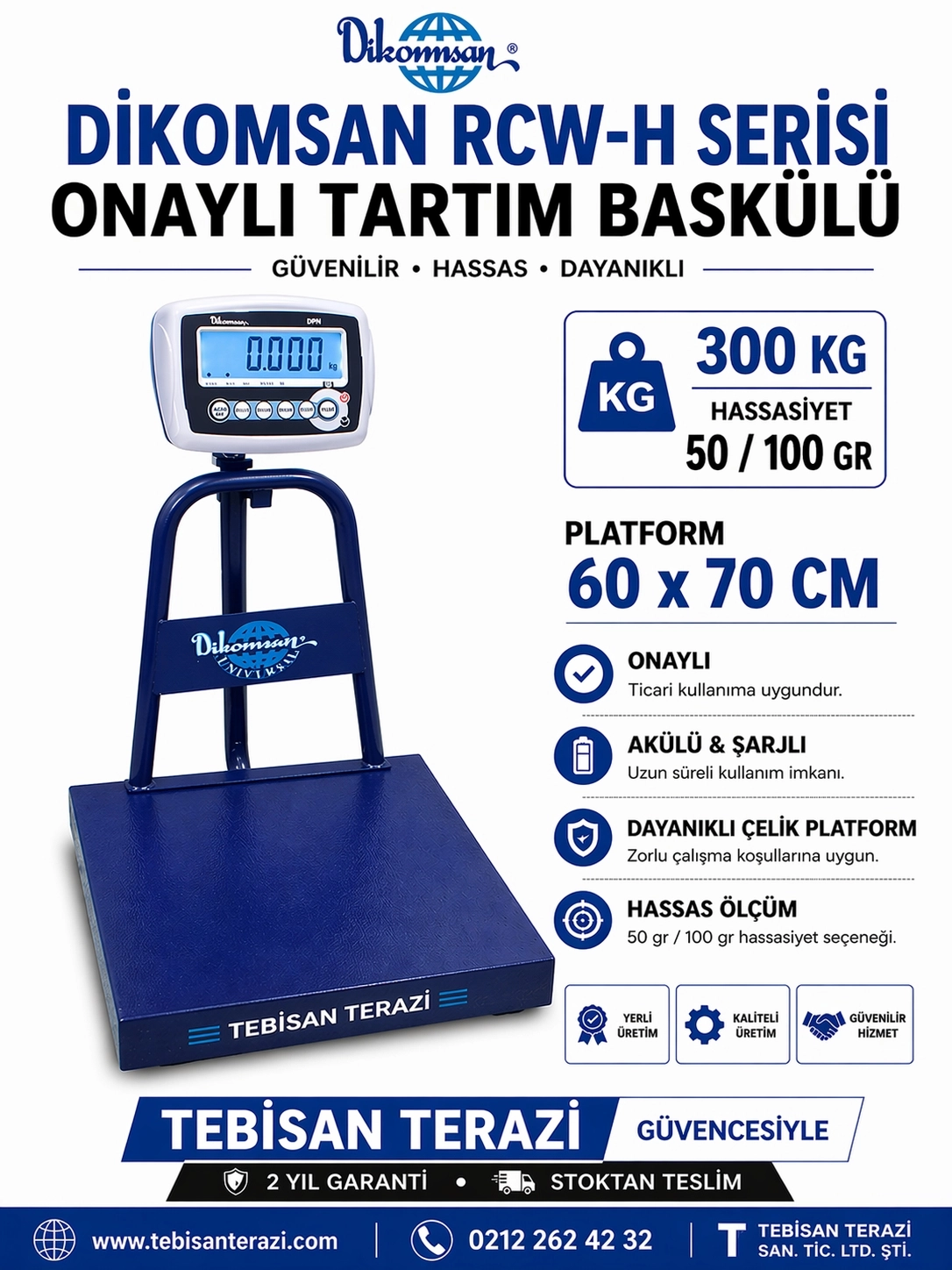 DİKOMSAN RCW 300KG 50/100GR ONAYLI BASKÜL 60x70 CM