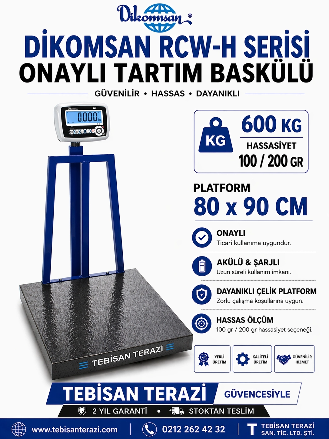 DİKOMSAN RCW 600KG 100/200GR ONAYLI BASKÜL 80x90 CM