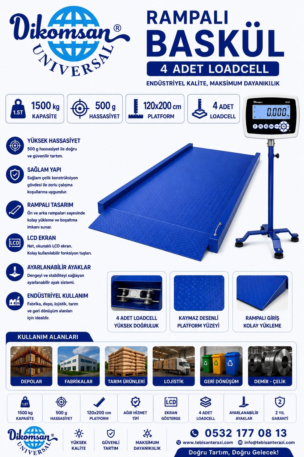 RAMPALI BASKÜL DİKOMSAN RCW 1500KGx500GR 120x200