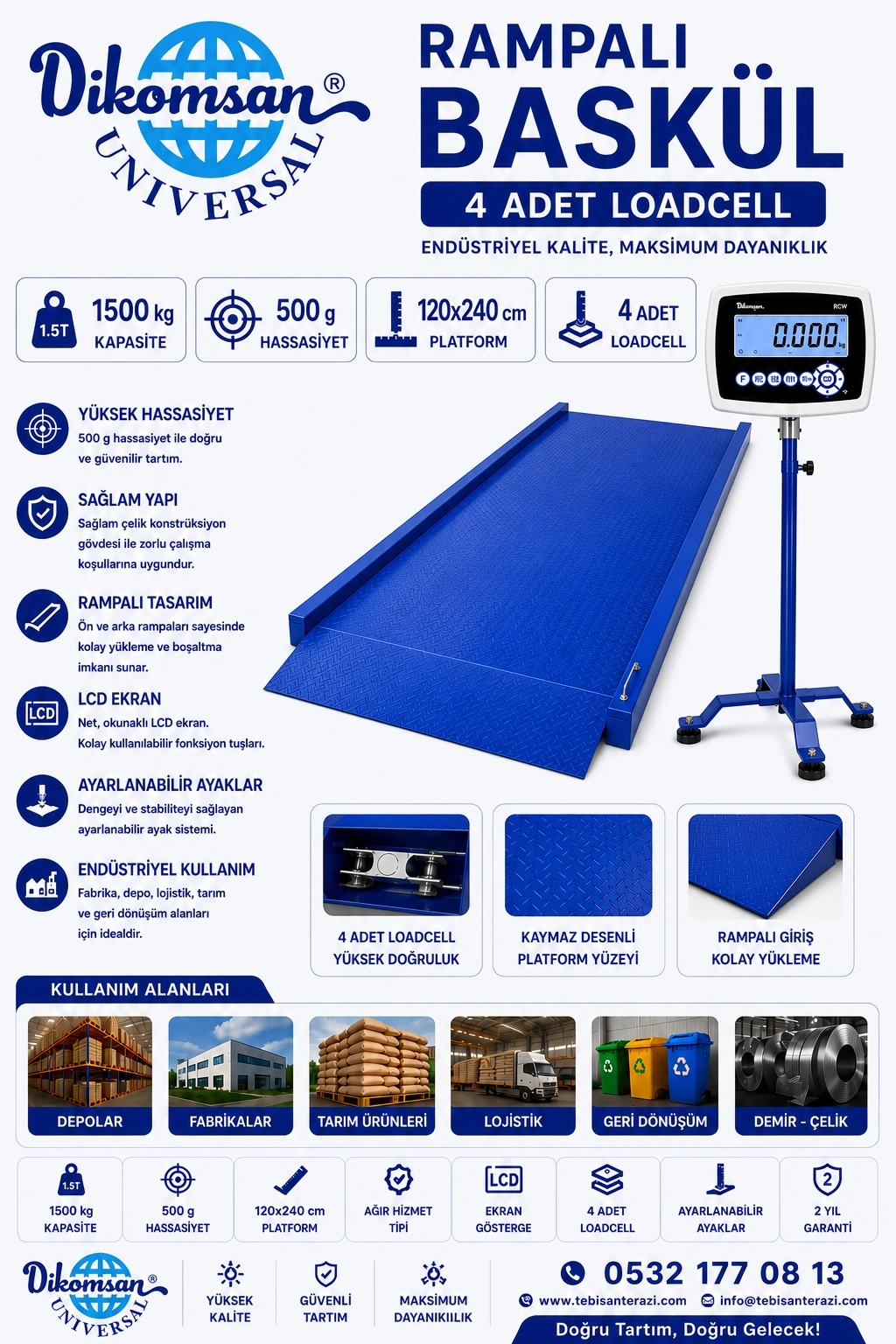 RAMPALI BASKÜL DİKOMSAN RCW 1500KGx500GR 120x240