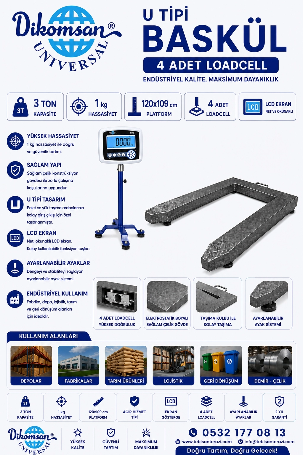 U TİPİ BASKÜL DİKOMSAN RCW-U 3000KGx1000GR 120x109