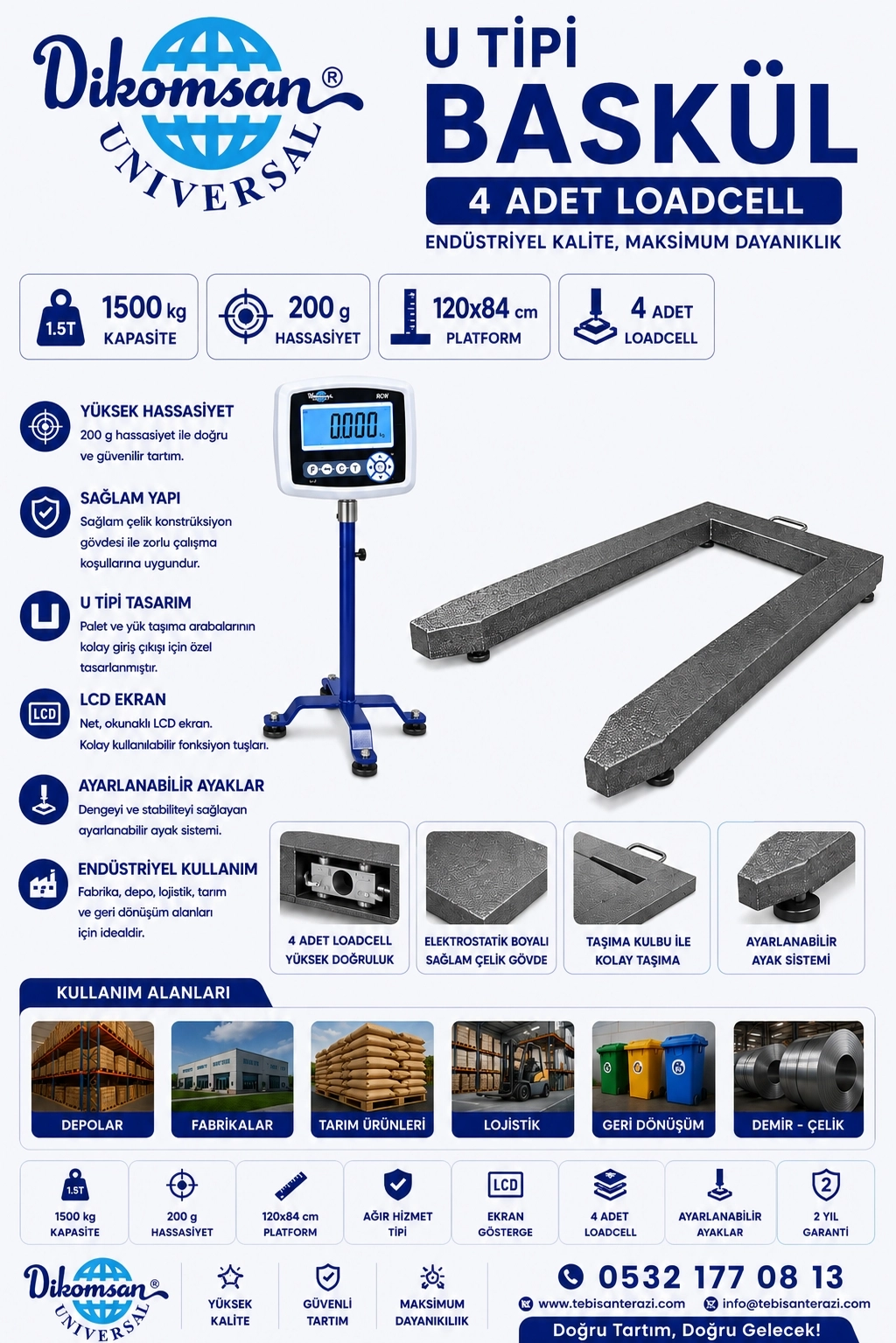 U TİPİ BASKÜL DİKOMSAN RCW-U 1500KGx500GR 120x84