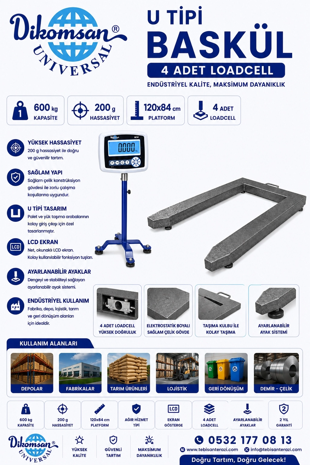 U TİPİ BASKÜL DİKOMSAN RCW-U 600KGx200GR 120x84