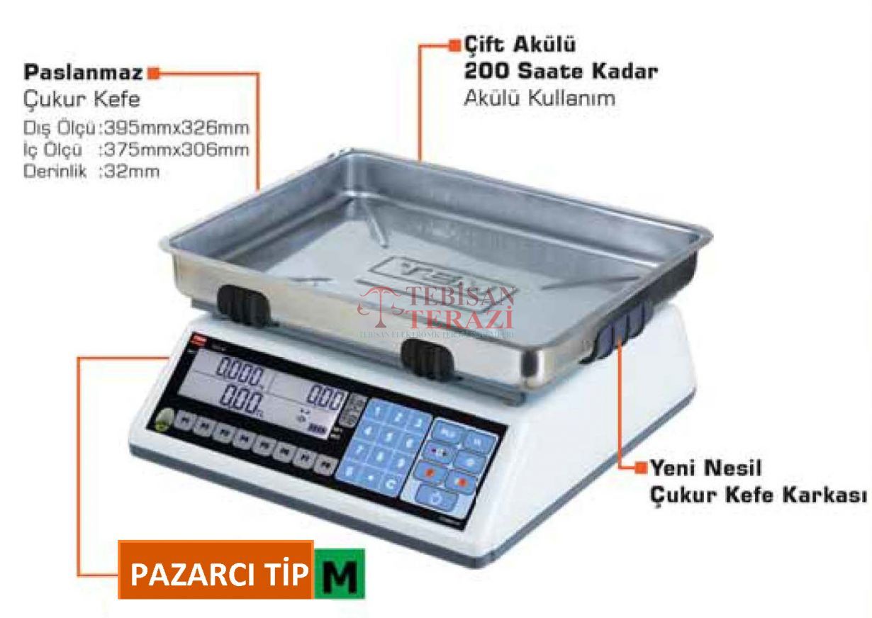 TEM EGE-M-PZR 30KG 5/10GR FİYAT HESAPLAMALI TERAZİ