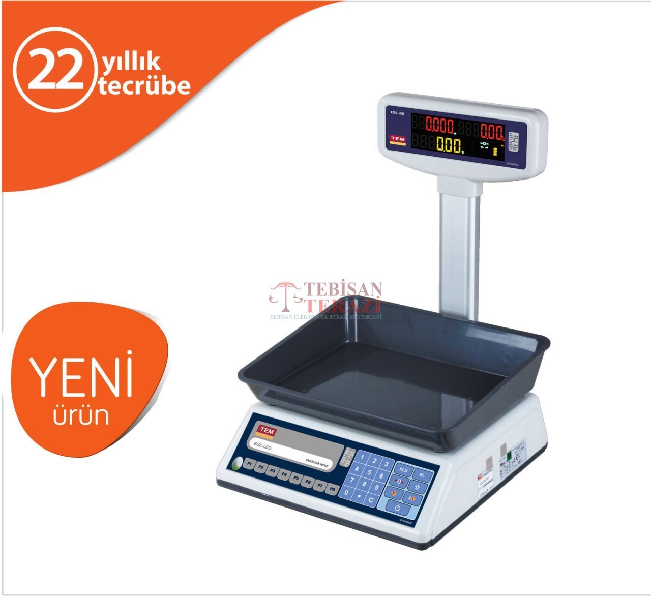 TEM EGE T BOYUNLU 15KG 2/5GR FİYAT HESAPLAMALI TERAZİ