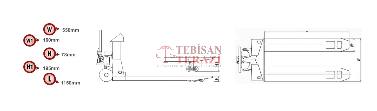 TEM EKO 2000 KG 1 KG TARTIM TRANSPALET BASKÜLÜ