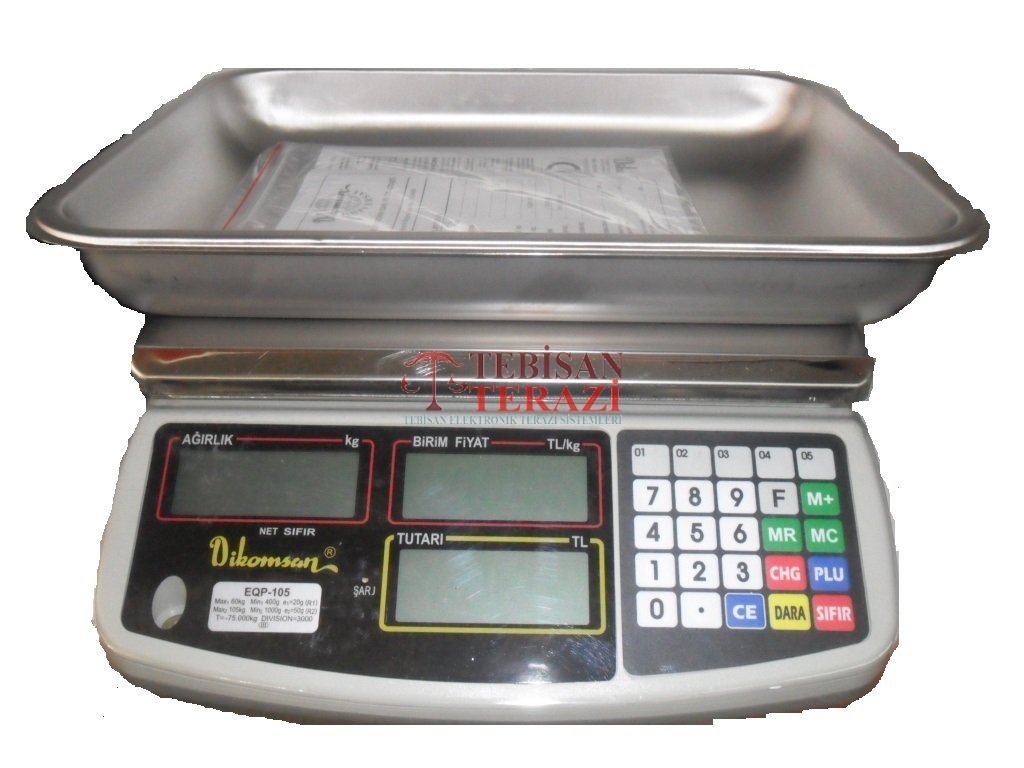 DİKOMSAN EQP-105KG 20/50GR FİYAT HESAPLAMALI TERAZİ