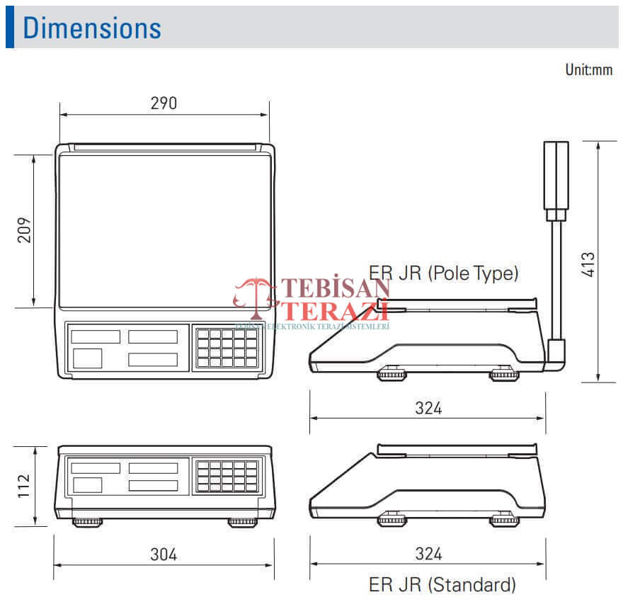 CAS ER-JR 30KG 5/10GR FİYAT HESAPLAMALI TERAZİ