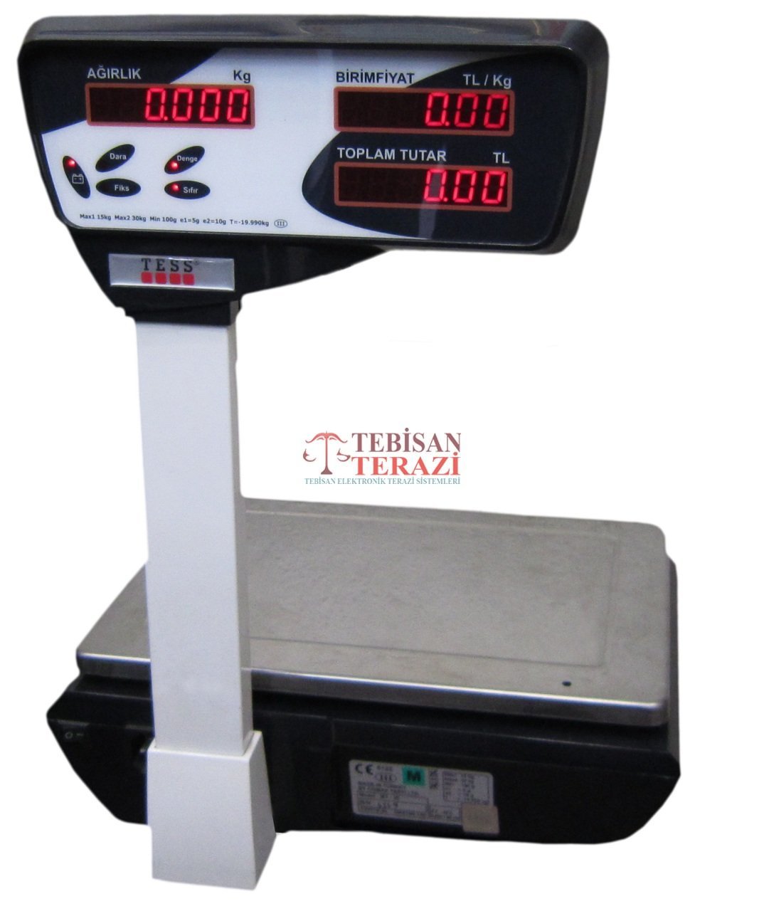 TESS MT-30KG 5/10GR BOYUNLU FİYAT HESAPLAMALI TERAZİ