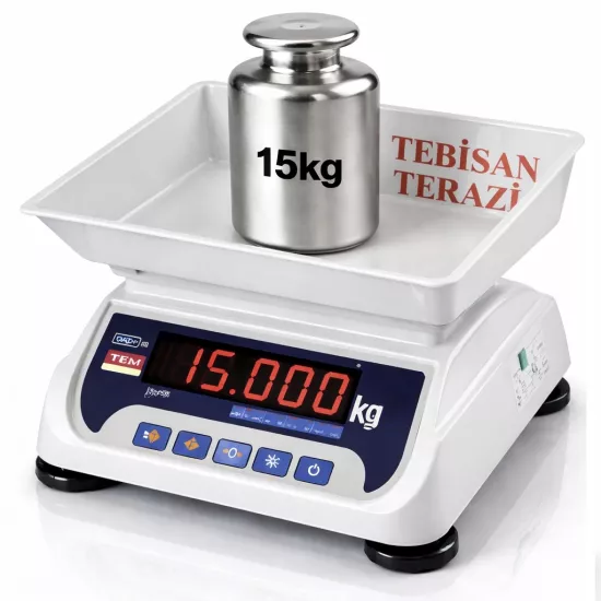 TEM EKO 15 KG 0,5 GR LED EKRANLI TARTIM TERAZİSİ AKÜLÜ TERAZİ