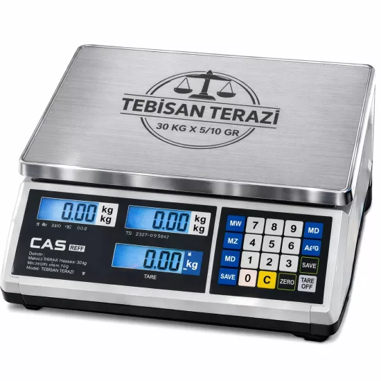 Fiyat Hesaplamalı Terazi 30 Kg 5/10 Gr | CAS ER-JR Pazarcı Manav Market Terazisi