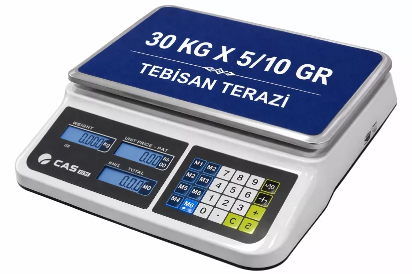 Fiyat Hesaplamalı Terazi 30 Kg 5/10 Gr | CAS PR-PLUS LCD Pazarcı Manav Market Terazisi