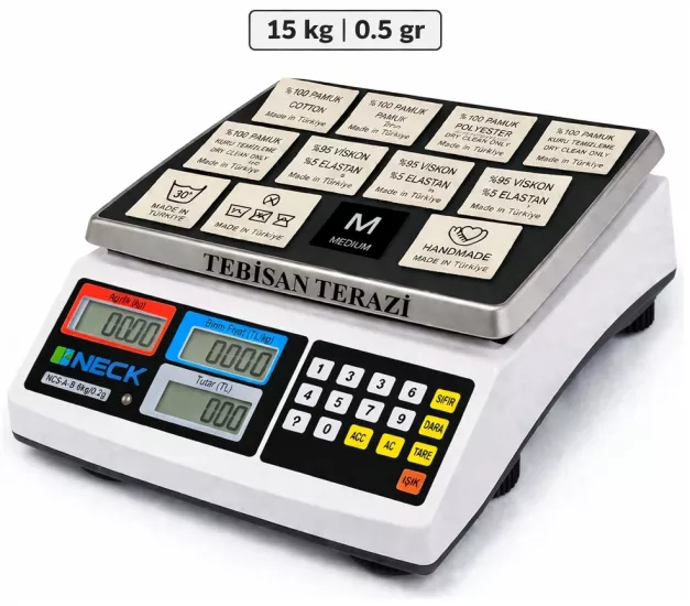 Necklife JCS-A 15 Kg 0,5 Gr Sayım & Sayıcı Terazi | TEBİSAN TERAZİ